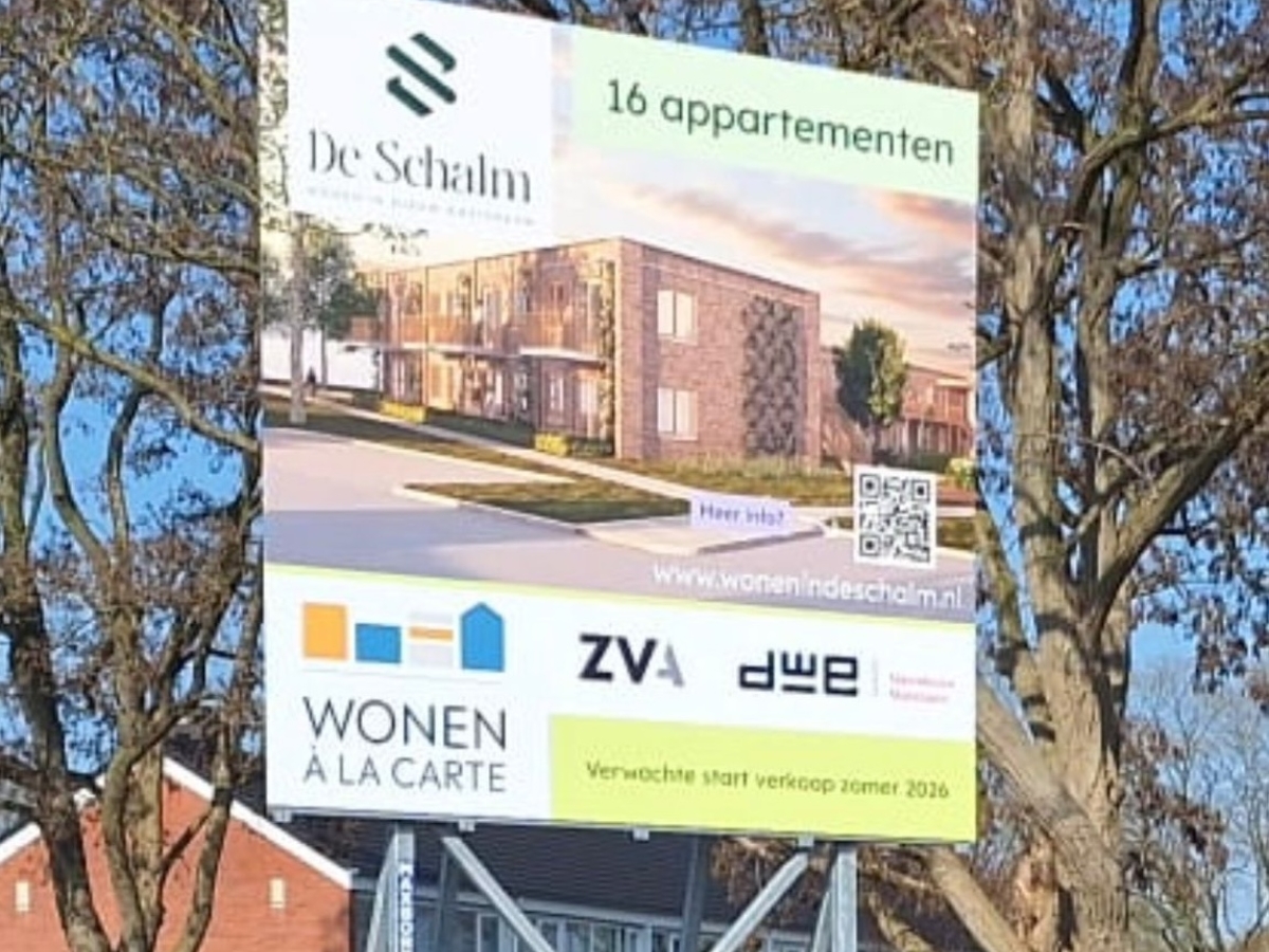 Bouwbord onthuld voor 16 betaalbare appartementen in Nieuw-Amsterdam