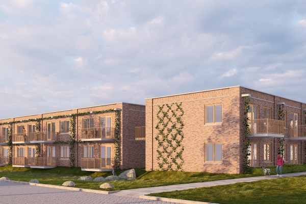 Bouwbord onthuld voor 16 betaalbare appartementen in Nieuw-Amsterdam : Bouwbord onthuld voor 16 betaalbare appartementen in Nieuw-Amsterdam