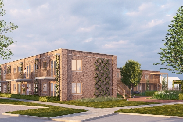 Bouwbord onthuld voor 16 betaalbare appartementen in Nieuw-Amsterdam : Bouwbord onthuld voor 16 betaalbare appartementen in Nieuw-Amsterdam